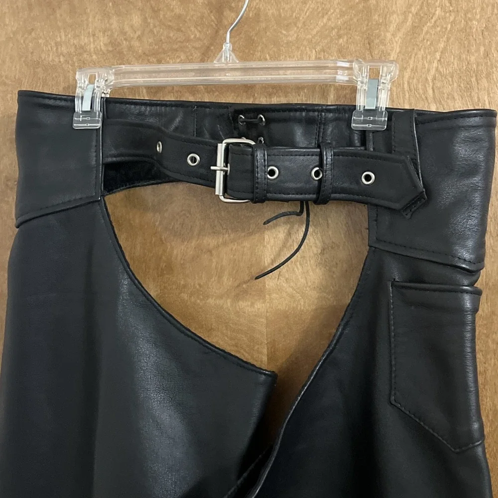 Interstate Leather Black Chaps 2XL Adjustable 34 - 46